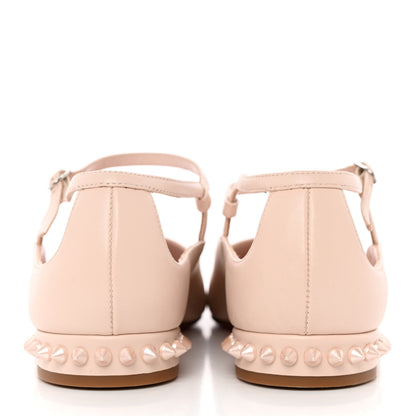 Christian Louboutin Nappa Conclusive Spike Ankle Strap Ballerina Flats 37 Leche 5 of 14