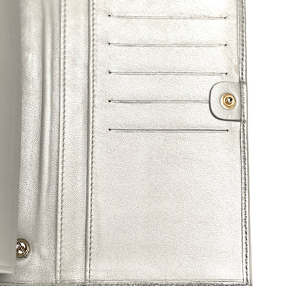 Fendi Metallic Nappa Logo Embossed Long Wallet On Chain Silver 22 of 26