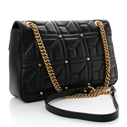 Gucci Calfskin Matelasse Studded Medium Pearly GG Marmont Shoulder Bag Black 3 of 10