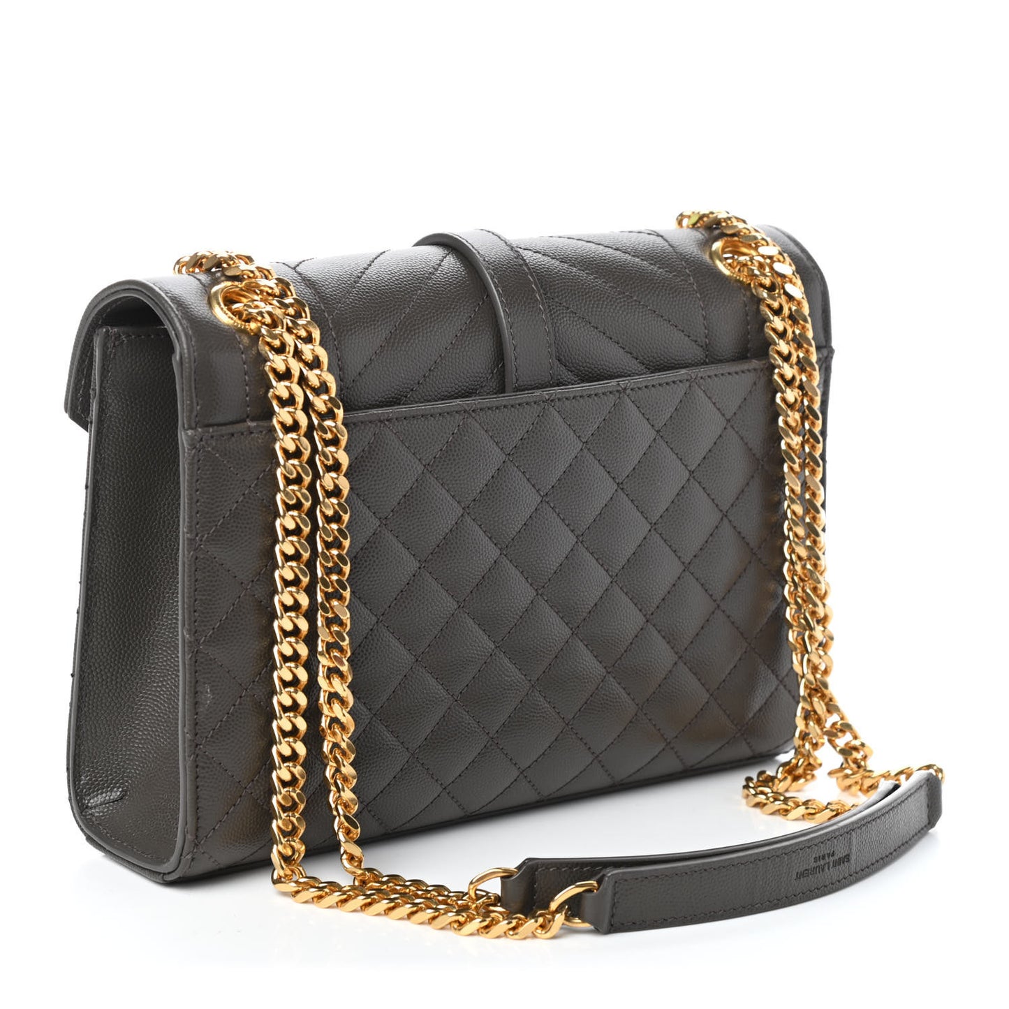 Grain De Poudre Textured Mixed Matelasse Medium Triquilt Monogram Satchel Earth