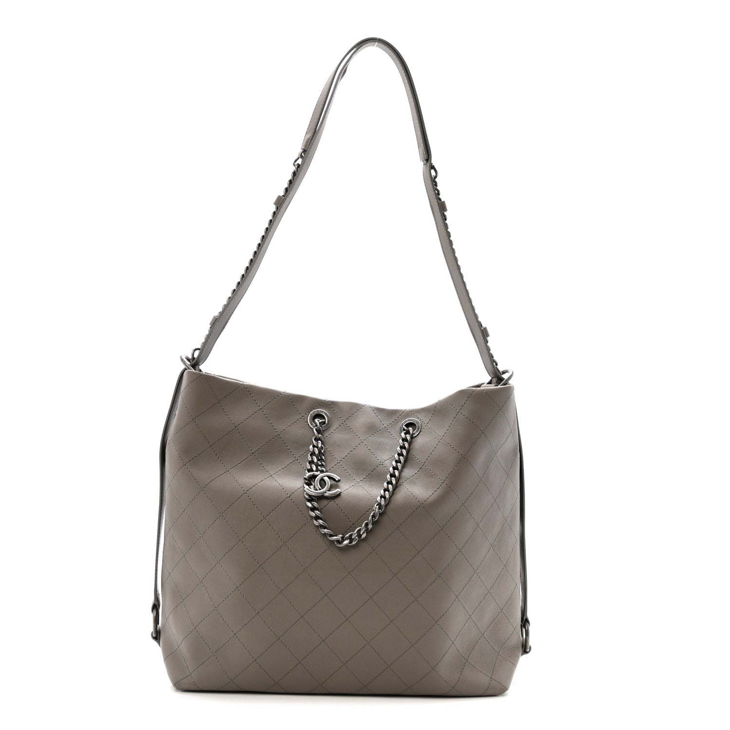 Chanel Calfskin Stitched Large Hobo Grey 1 of 12