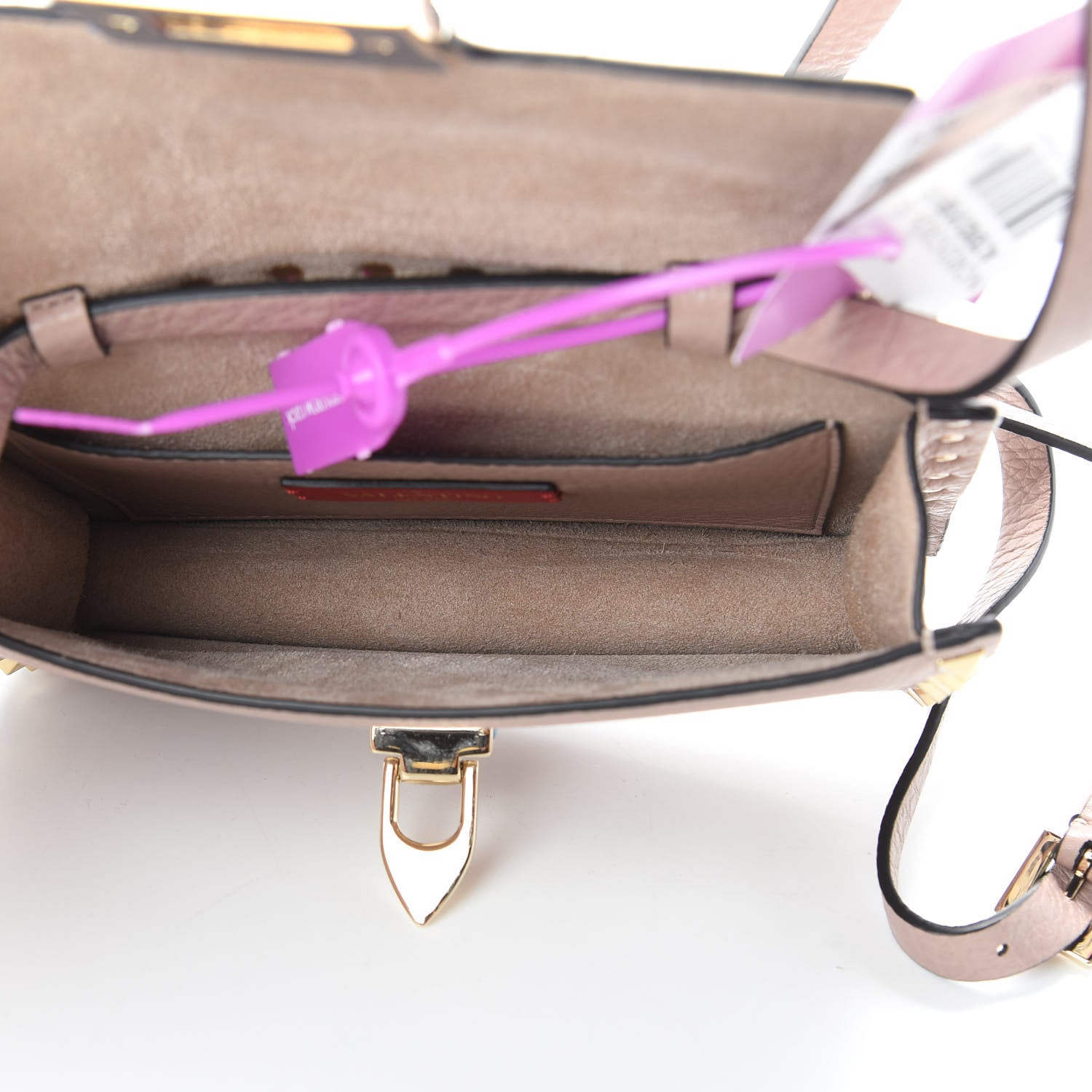 Valentino Garavani Pebbled Calfskin Small Rockstud Overlay Flap Shoulder Bag Poudre 10 of 11