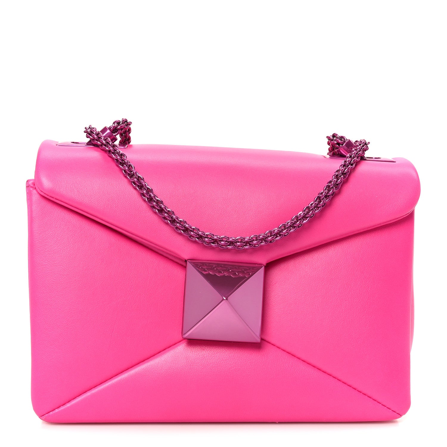 Valentino Garavani Nappa Monochrome One Stud Chain Clutch Pink PP 1 of 10