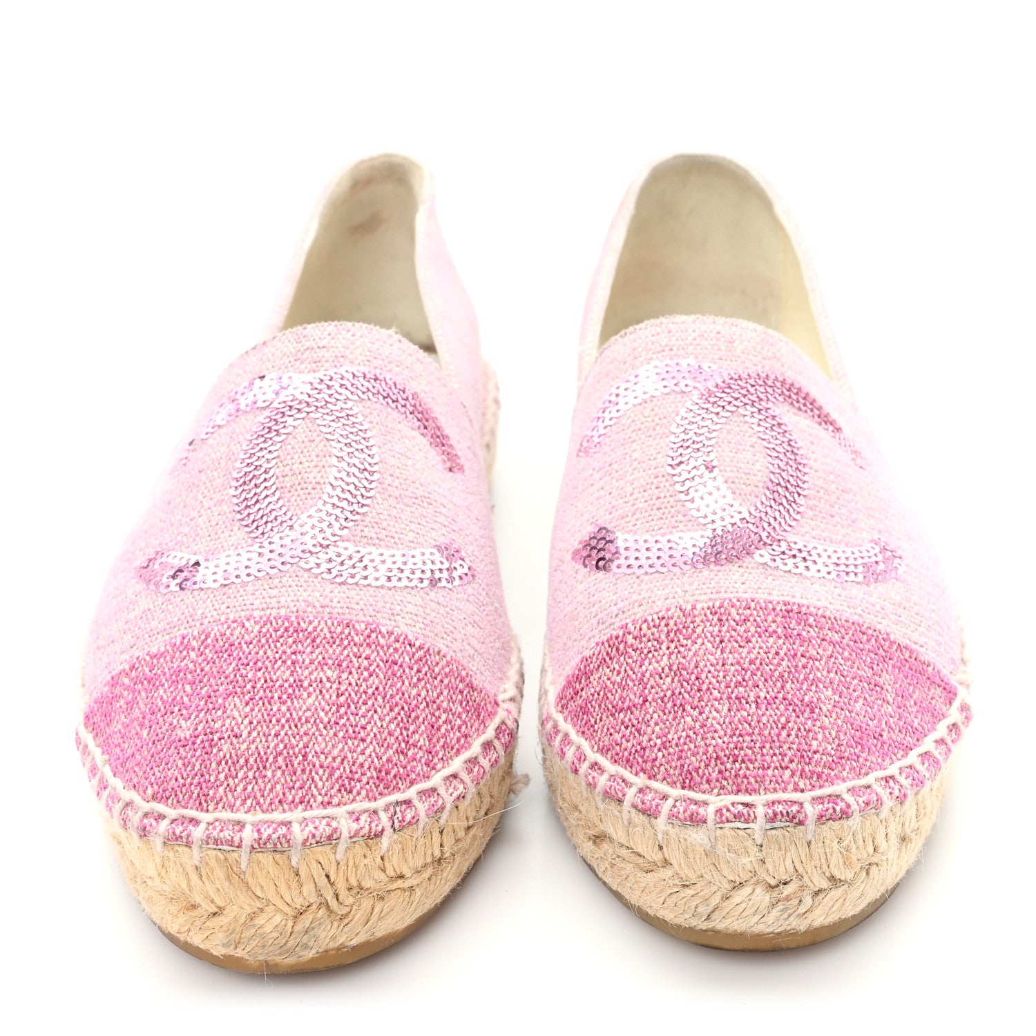 Chanel Toile Sequin CC Espadrilles 37 Pink Dark Pink 3 of 9