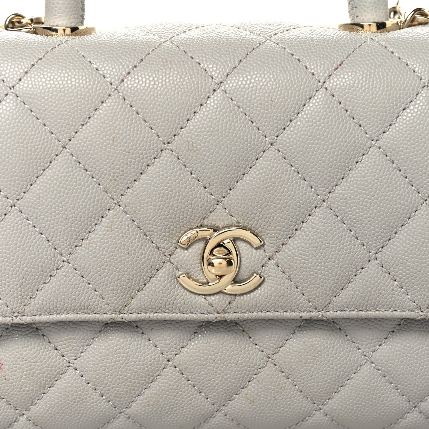 Chanel Caviar Quilted Mini Coco Handle Flap Light Grey 8 of 14