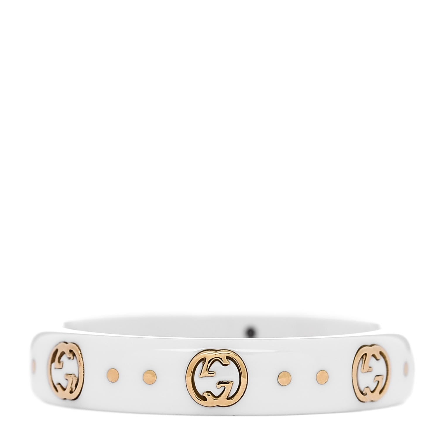 Gucci 18K Yellow Gold Zirconia 4mm Icon Band Ring 54 7 White 1 of 7