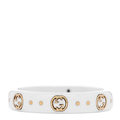 Gucci 18K Yellow Gold Zirconia 4mm Icon Band Ring 54 7 White 1 of 7