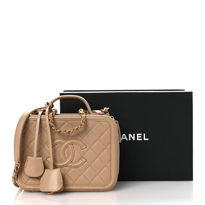 Chanel Caviar Quilted Medium CC Filigree Vanity Case Beige Beige 14 of 14