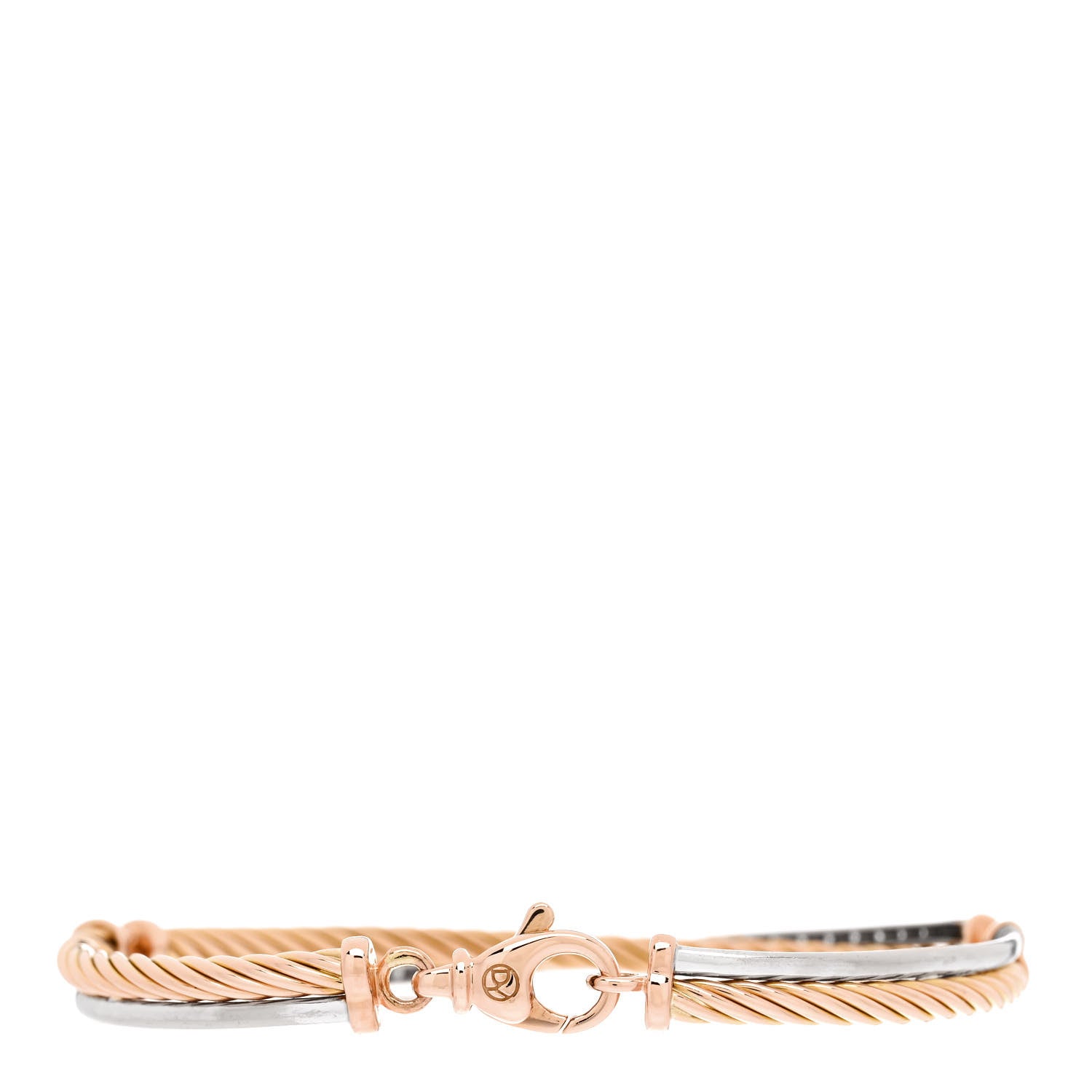 David Yurman 18K White Rose Gold Diamond Crossover Bracelet 2 of 4