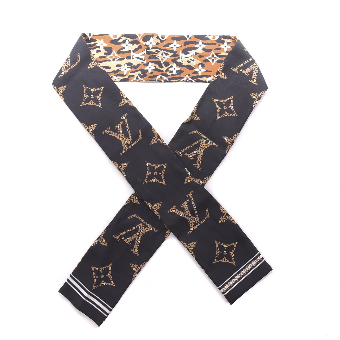 Silk Monogram Giant Jungle Bandeau Black