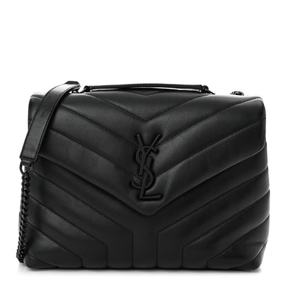Saint Laurent Calfskin Y Quilted Monogram Monochrome Small Loulou Chain Satchel Black 1 of 10