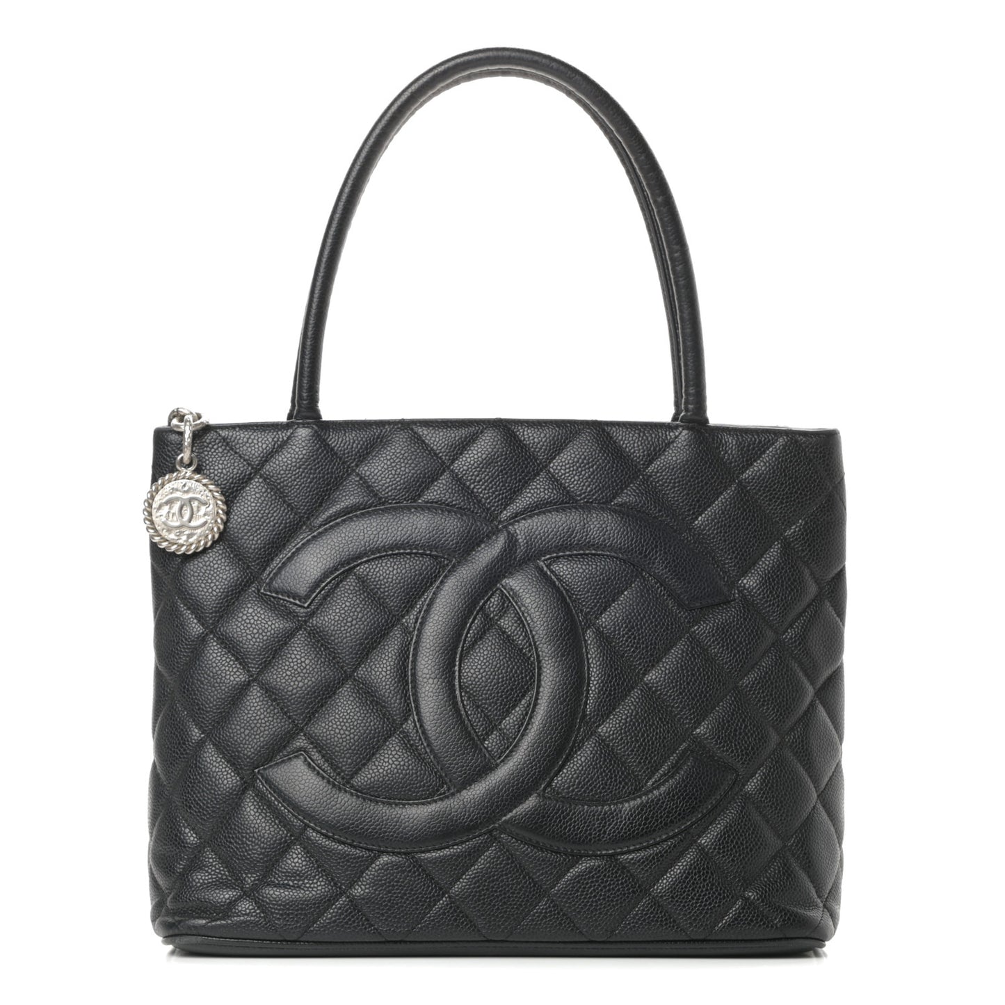 Caviar Quilted Medallion Tote Black
