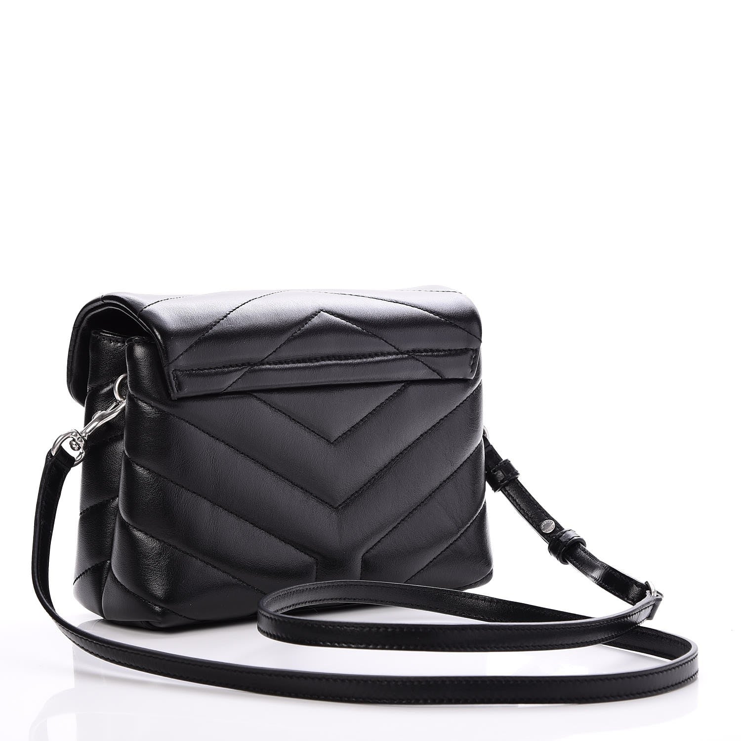 Saint Laurent Calfskin Y Quilted Monogram Toy Loulou Crossbody Bag Black 3 of 8