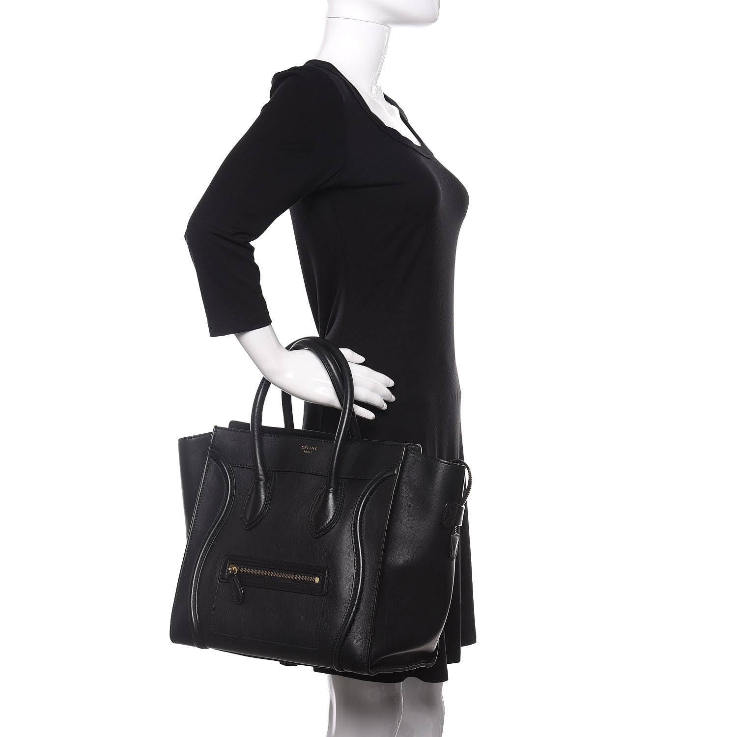 Celine Smooth Calfskin Mini Luggage Black 2 of 9