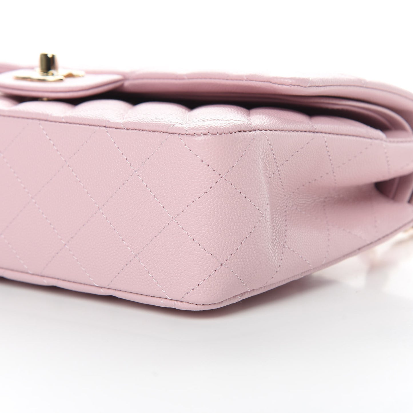 Caviar Quilted Medium Double Flap Light Pink