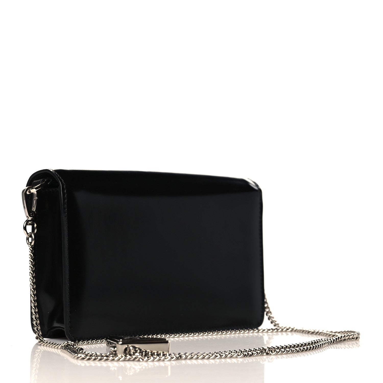 Prada Spazzolato Triangle Logo Plate Flap Chain Crossbody Bag Black 3 of 8