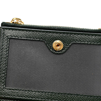 Saint Laurent Grain De Poudre Matelasse Chevron Monogram Zipped Card Case Green 7 of 9
