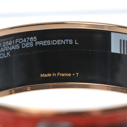 Hermes Enamel Printed Harnais Des Presidents Wide Bracelet 65 Folk 4 of 5