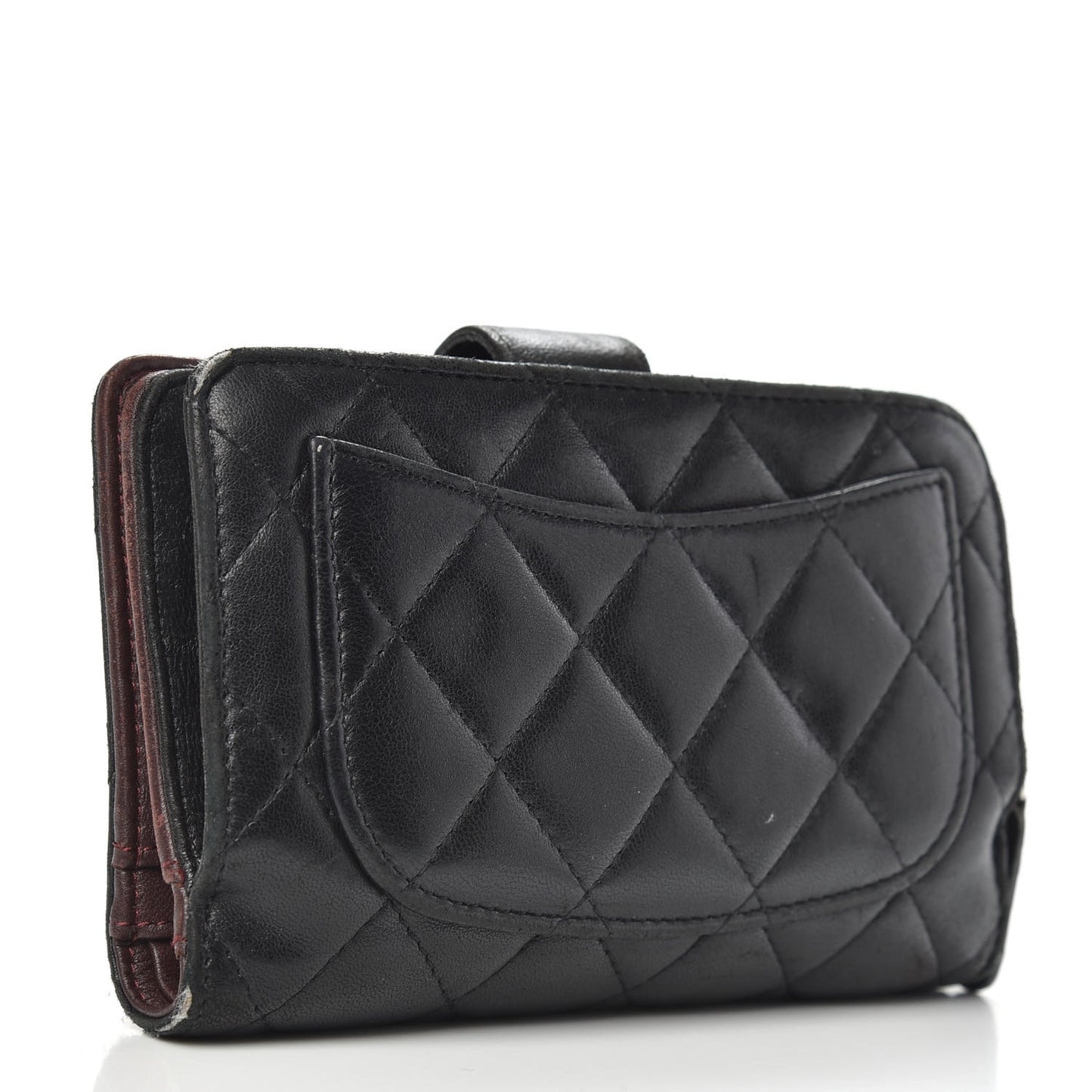 Lambskin Quilted Zipped Pocket Wallet Black