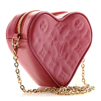 Louis Vuitton Lambskin Embossed Monogram Fall In Love Sac Coeur Heart Chain Bag Lipstick Red 3 of 9