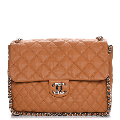 Chanel Washed Lambskin Quilted Maxi Chain Around Flap Dark Beige 1 of 7