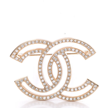 Chanel Crystal CC Brooch Light Gold 1 of 5
