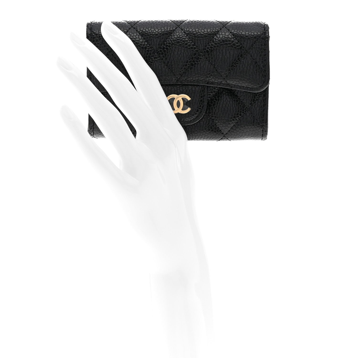 Chanel Caviar Quilted Flap Card Holder Wallet Black 2 of 9