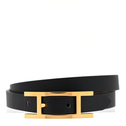 Hermes Chamonix Hapi 3MM Double Tour Wrap Bracelet T2 Black Fauve 1 of 5