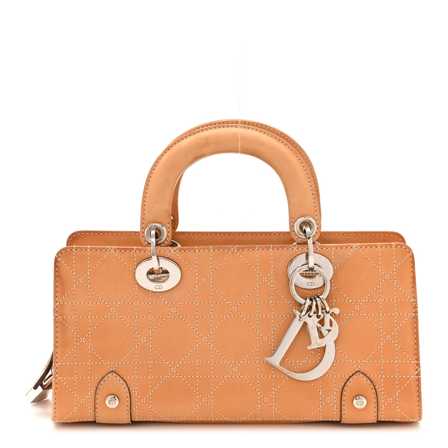 Calfskin Cannage Stitched Small East West Lady Dior Camel