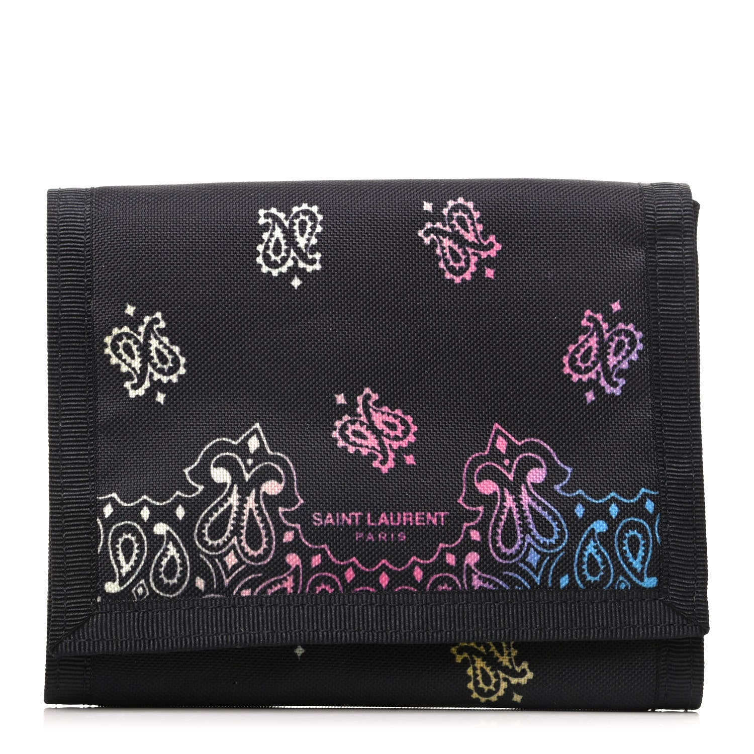 Saint Laurent Nylon Bandana Print Tiny Buffalo Wallet Black 1 of 8