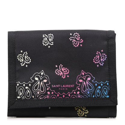 Saint Laurent Nylon Bandana Print Tiny Buffalo Wallet Black 1 of 8