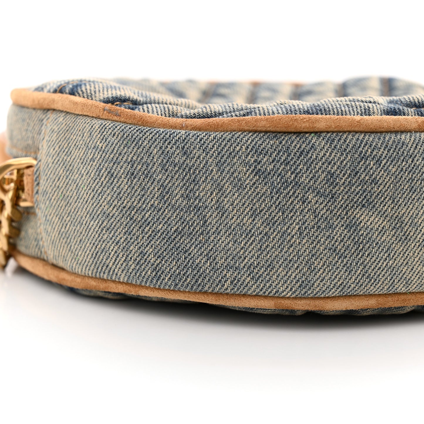 Denim Quilted Monogram Round Crossbody Bag Rodeo Blue