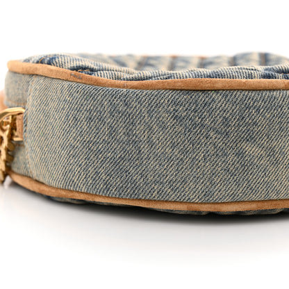 Saint Laurent Denim Quilted Monogram Round Crossbody Bag Rodeo Blue 9 of 10