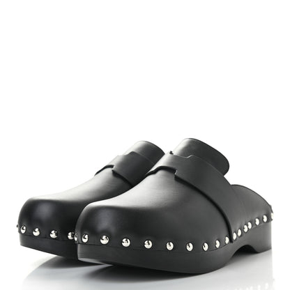 Hermes Calfskin Calya Mules 37 Black 3 of 8