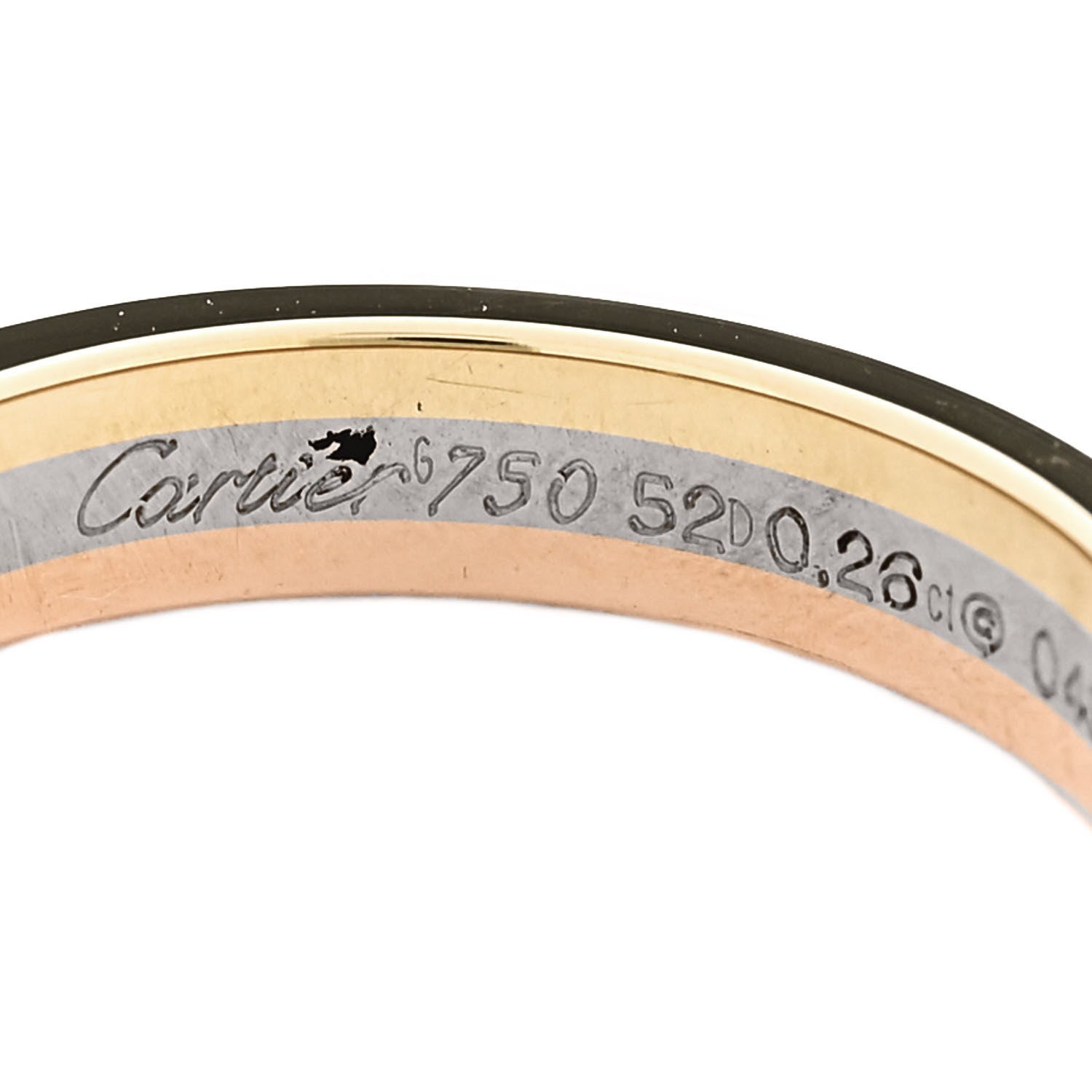 Cartier 18K Pink Yellow White Gold Diamond .26ct Solitaire Trinity Engagement Ring 52 6 5 of 6