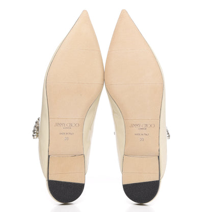 Jimmy Choo Patent Crystal Bing Mule Flats 39 Ivory 5 of 7