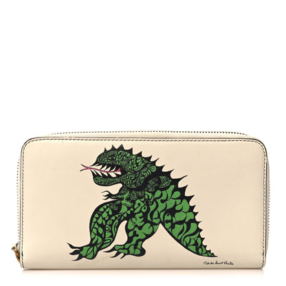 Christian Dior Calfskin Niki De Saint Phalle Dragon Zip Around Wallet Off White 1 of 11