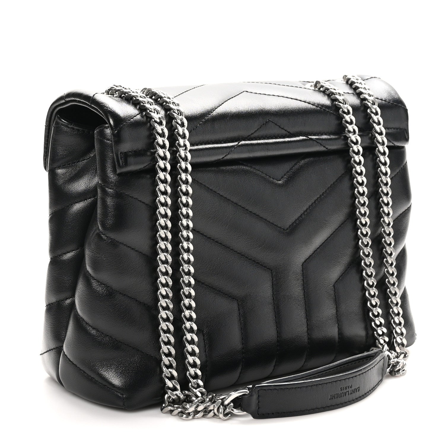 Saint Laurent Calfskin Y Quilted Monogram Small Loulou Chain Satchel Black 3 of 10
