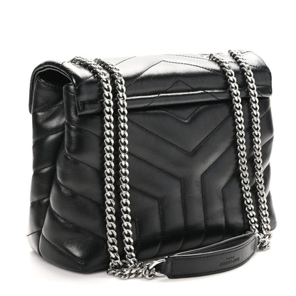 Saint Laurent Calfskin Y Quilted Monogram Small Loulou Chain Satchel Black 3 of 10