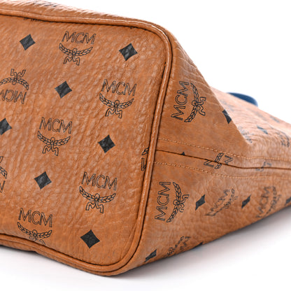 MCM Visetos Medium Reversible Shopper Tote Cognac Blue 9 of 19