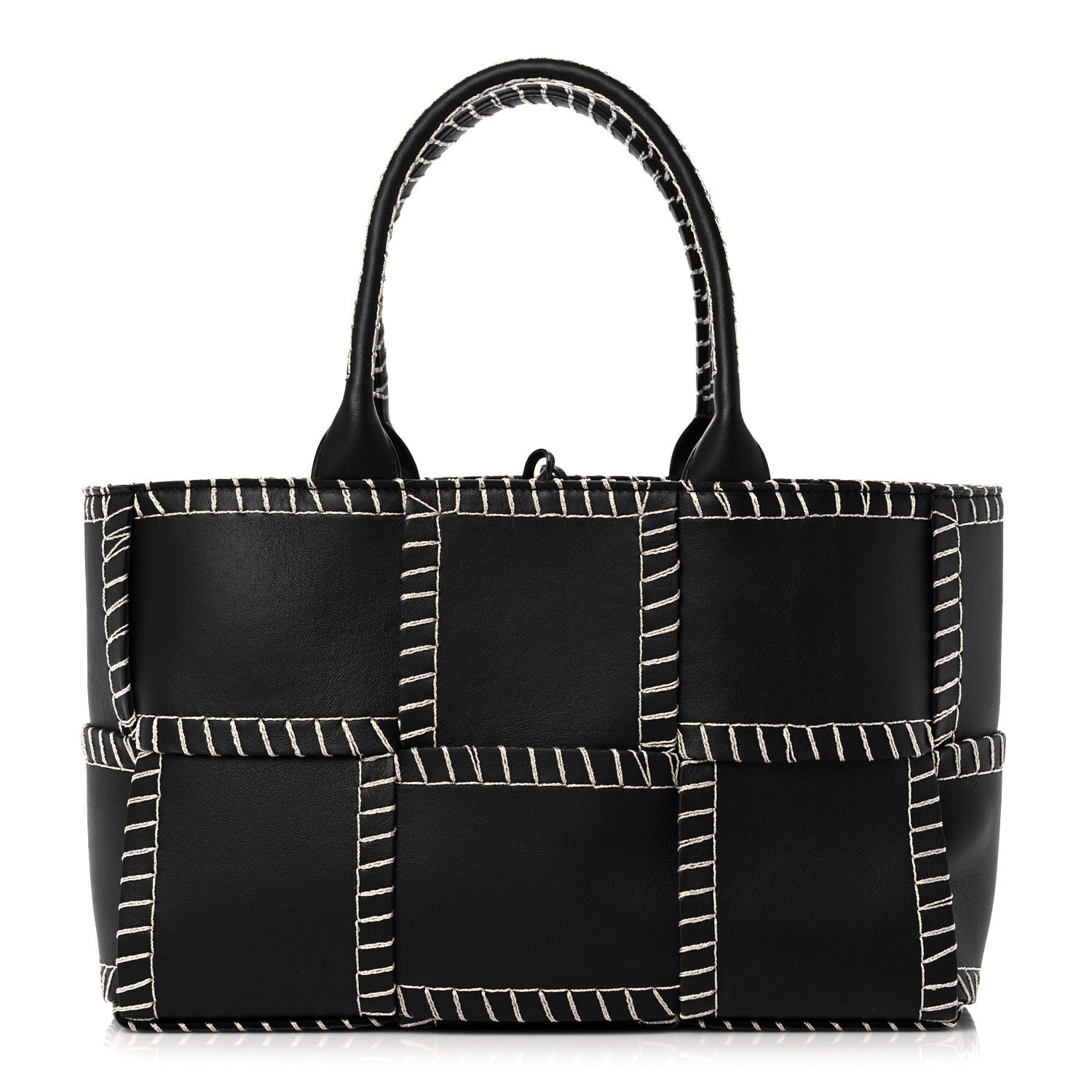 Bottega Veneta Nappa Maxi Intrecciato Overlock Stitched Small Arco Tote Black Silver 3 of 8