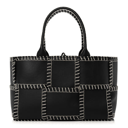 Bottega Veneta Nappa Maxi Intrecciato Overlock Stitched Small Arco Tote Black Silver 3 of 8
