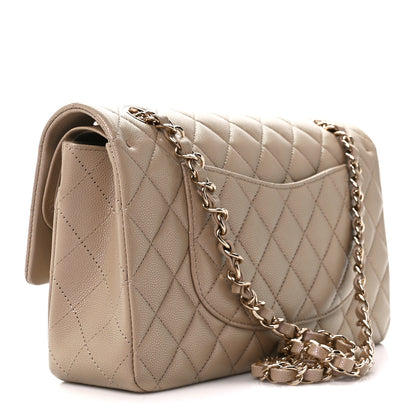 Chanel Iridescent Caviar Quilted Medium Double Flap Dark Beige 3 of 12