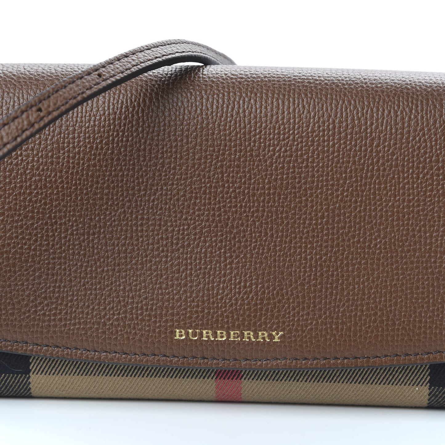 Derby Calfskin House Check Henley Wallet On Chain Tan