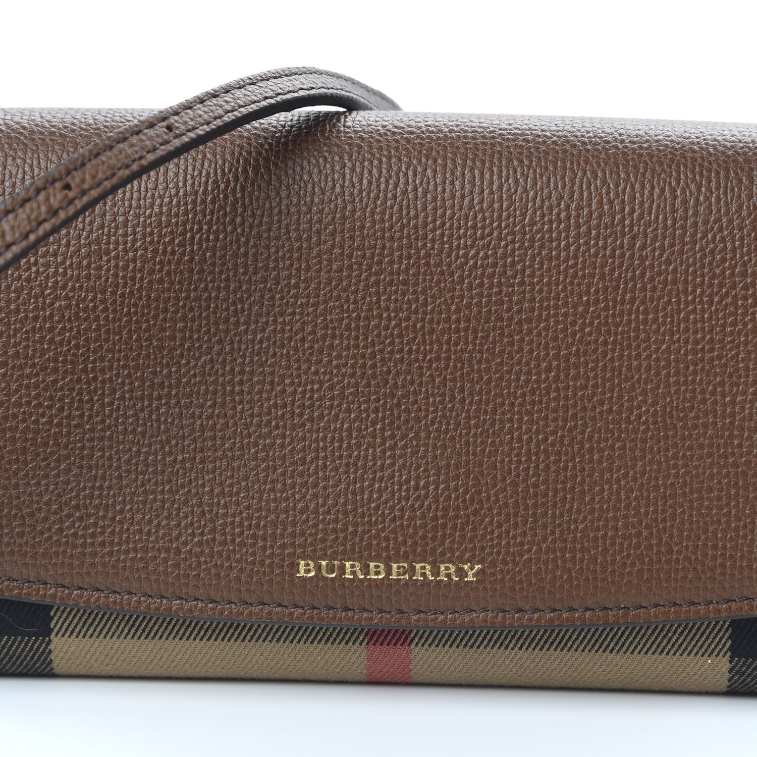 Burberry Derby Calfskin House Check Henley Wallet On Chain Tan 8 of 9