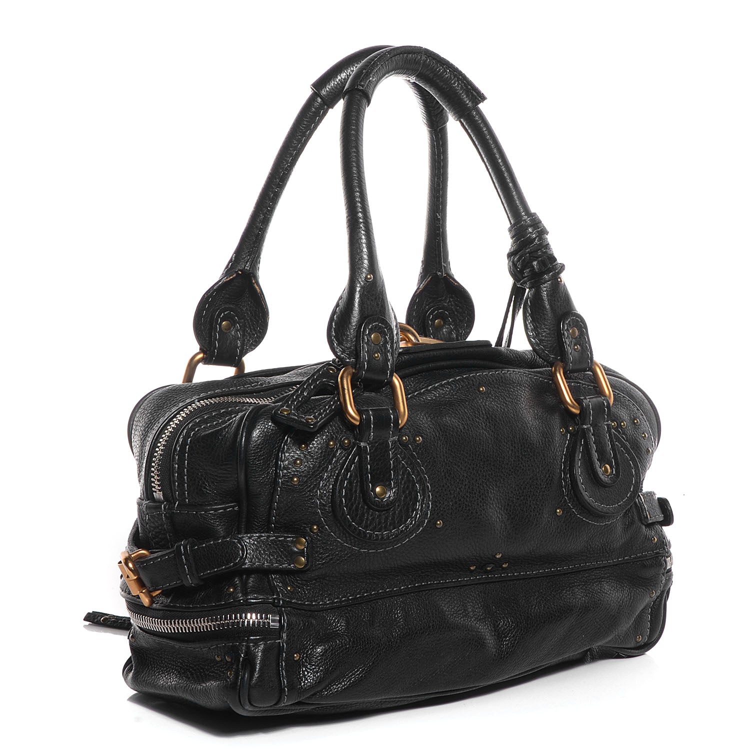 Chloe Leather Paddington Double Zipped Bowler Black 3 of 7