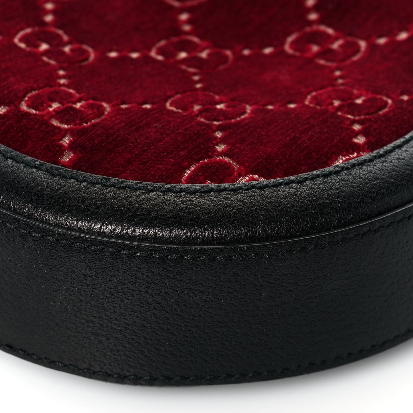 Velvet GG Monogram Textured Calfskin Round Shoulder Bag Red Cipria Black