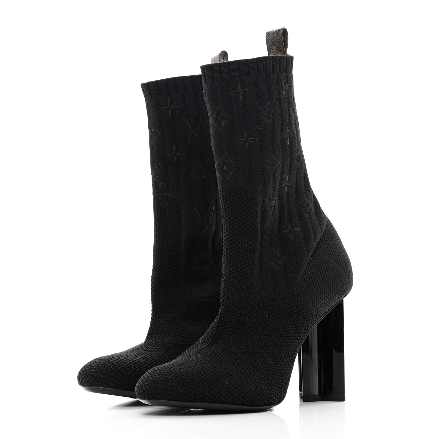 Monogram Stretch Fabric Silhouette Ankle Boots 39 Black