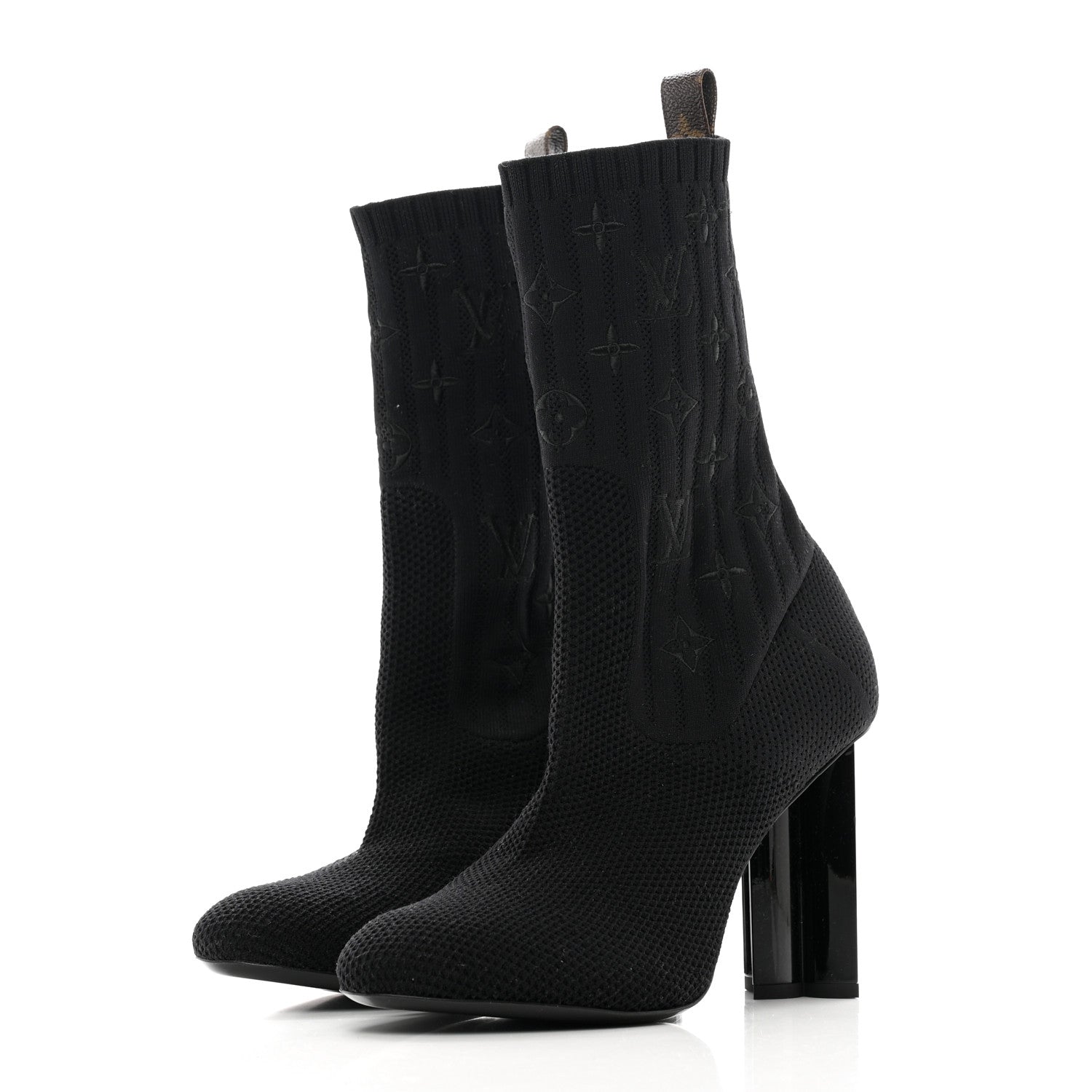 Louis Vuitton Monogram Stretch Fabric Silhouette Ankle Boots 39 Black 3 of 8
