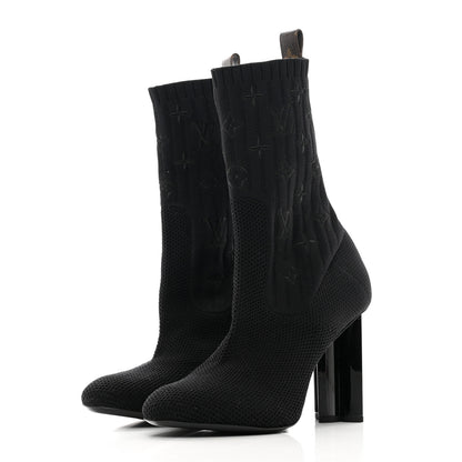 Louis Vuitton Monogram Stretch Fabric Silhouette Ankle Boots 39 Black 3 of 8